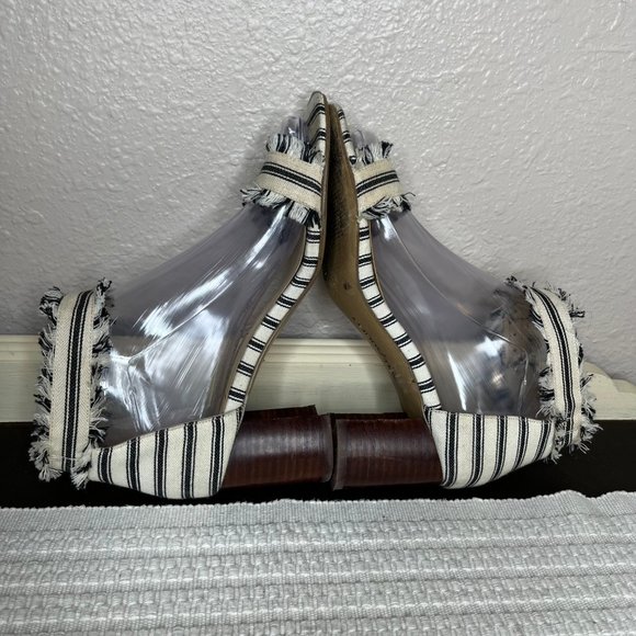 Sole Society So-Helgah Womens Block Heel Fringe Striped Ankle Strap Sandal 6M - Picture 5 of 9